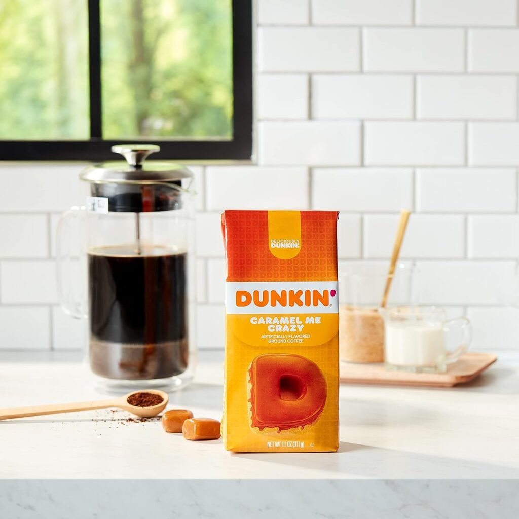 Dunkin Caramel Me Crazy Flavored Ground Coffee, 11 Ounces